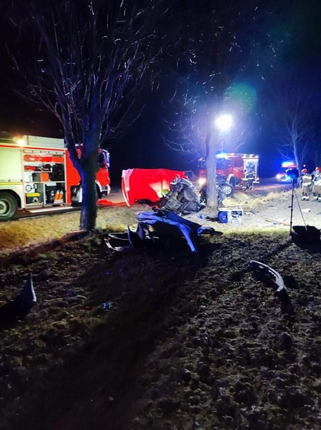 Samochód uderzył w drzewo, młody mężczyzna zginął na miejscu (zdjęcia)