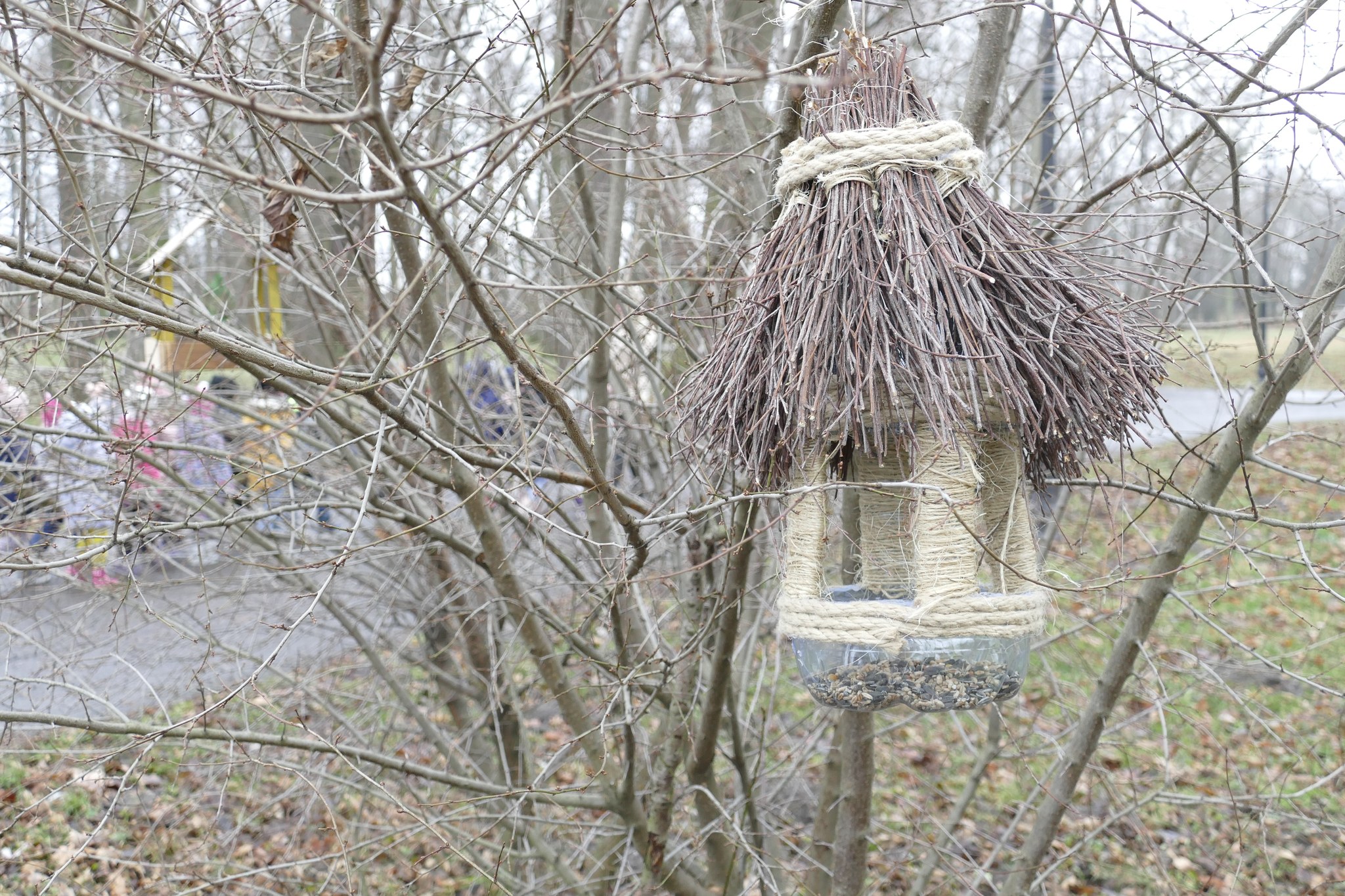 Przedszkolaki wraz z rodzicami wykonały karmniki dla ptaków. Umieszczono je w parku miejskim (zdjęcia)