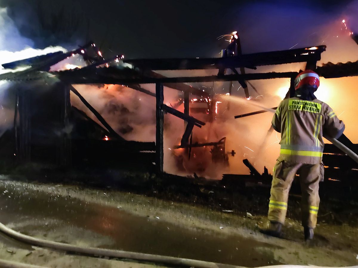 Nocny pożar w Lublinie. Stodoła z sianem spłonęła doszczętnie (zdjęcia)