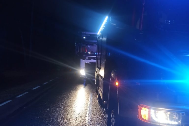 Tony jabłek w przydrożnym rowie. Policjanci ustalają, dlaczego ciężarówka wypadła z jezdni (zdjęcia)