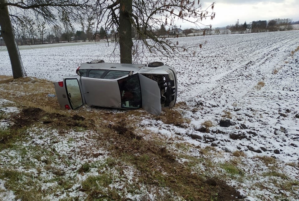 Seat wypadł z drogi i zatrzymał się na boku (zdjęcia)