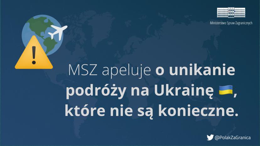 MSZ odradza podróże na Ukrainę, które nie są konieczne