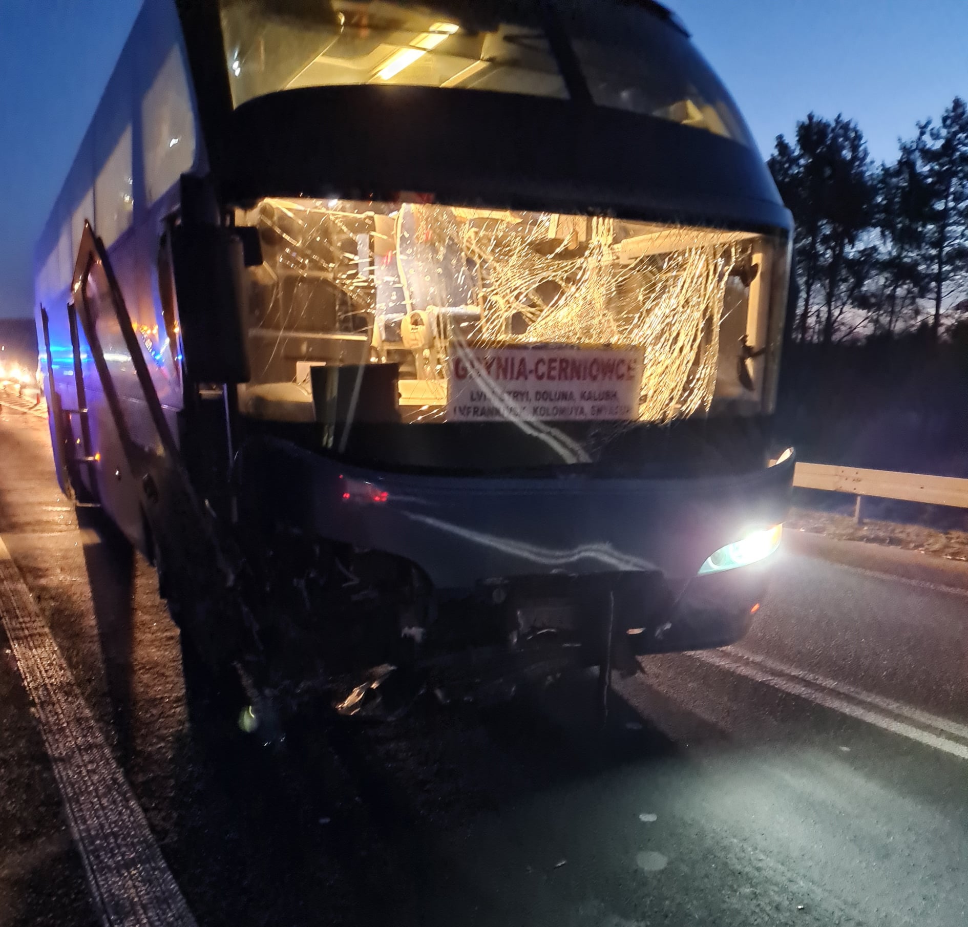 Ukraiński autobus zderzył się ze skodą. Część pasażerów trafiła do szpitala (zdjęcia)