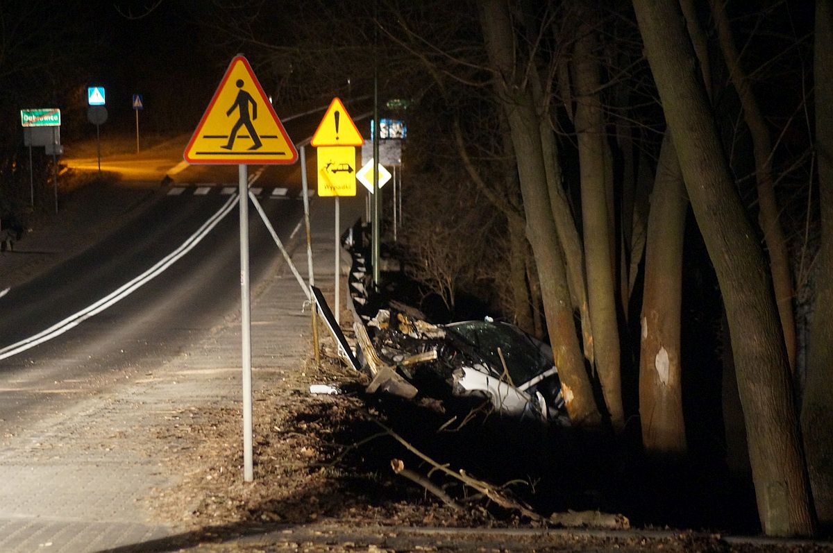 Młody kierowca, BMW pożyczone od mamy i łuk jezdni. Z pojazdu niewiele zostało (zdjęcia)