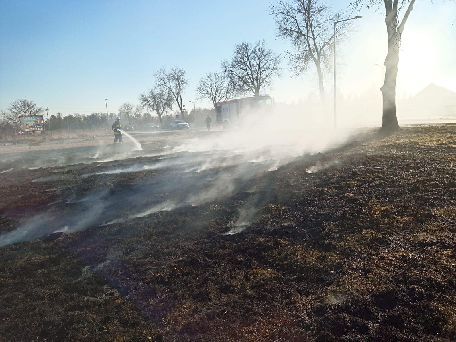 Strażacy walczyli z pożarem traw. Występowało zagrożenie dla budynków mieszkalnych (zdjęcia)