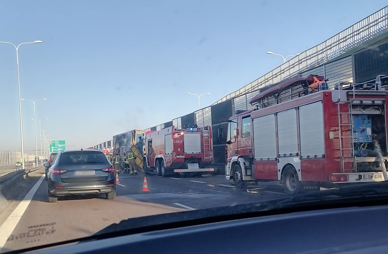 Utrudnienia w ruchu na drodze S12 po pożarze ciężarówki (zdjęcia)