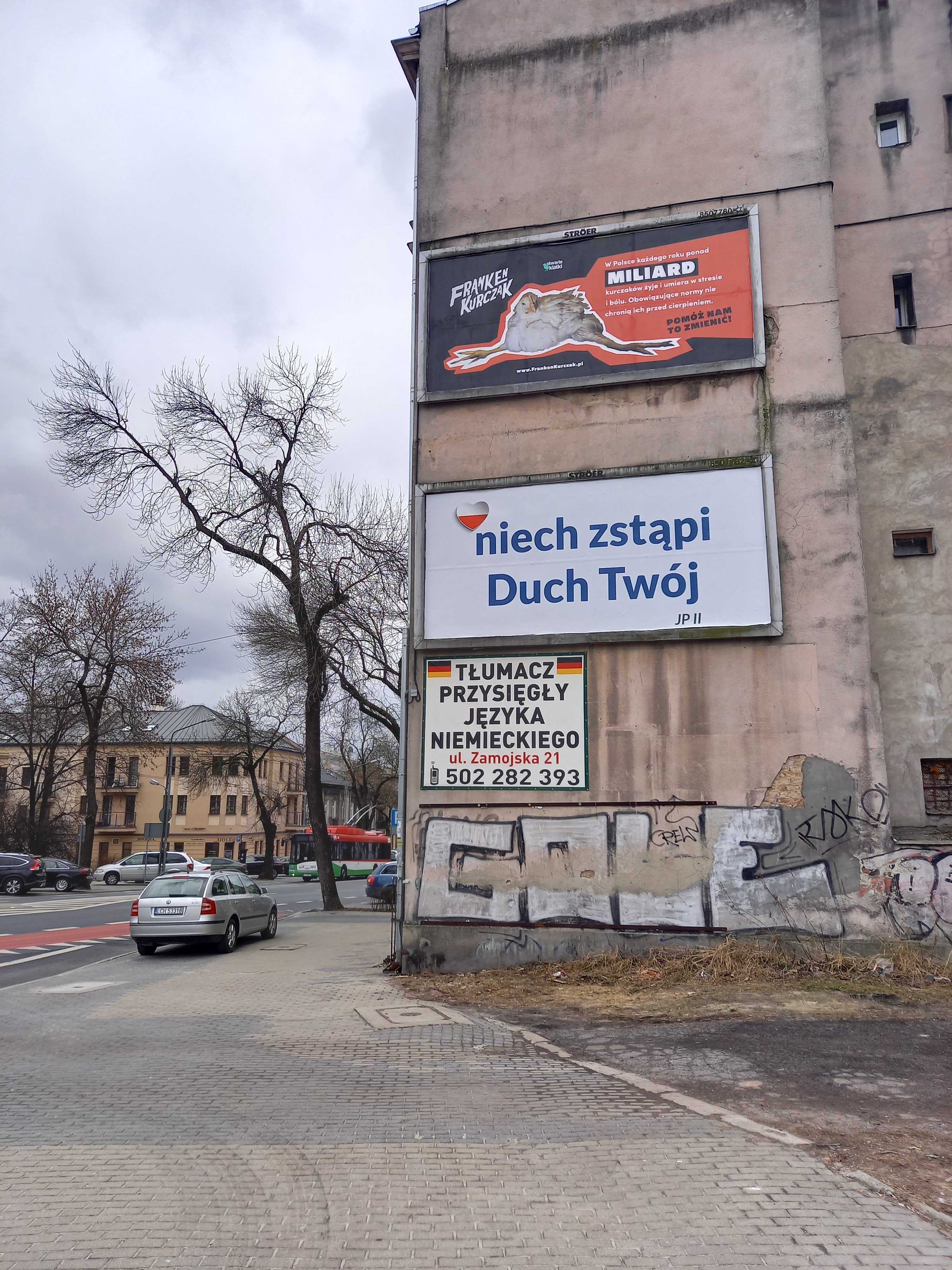 Billboardy z przerośniętym kurczakiem pojawiły się w Lublinie (zdjęcia)