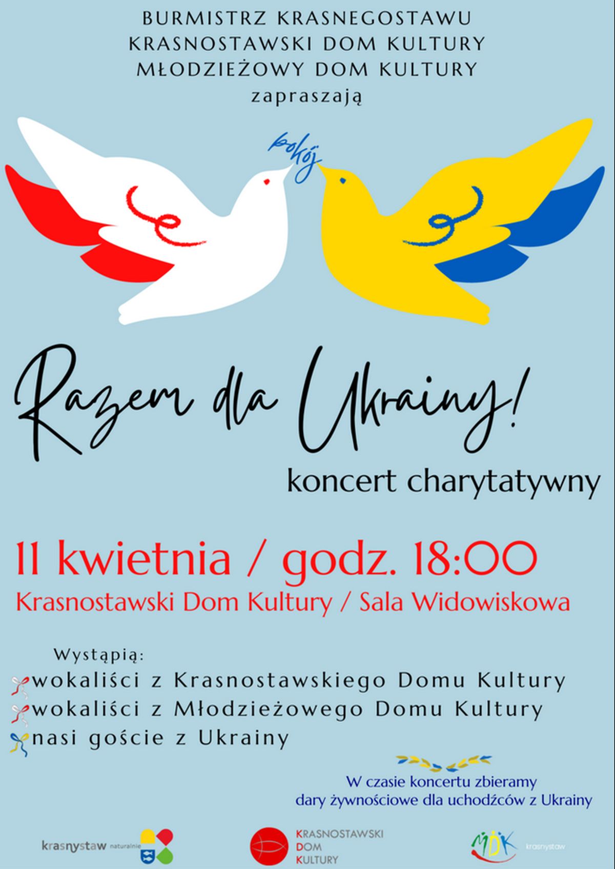 W Krasnymstawie odbędzie się koncert charytatywny „Razem dla Ukrainy!”