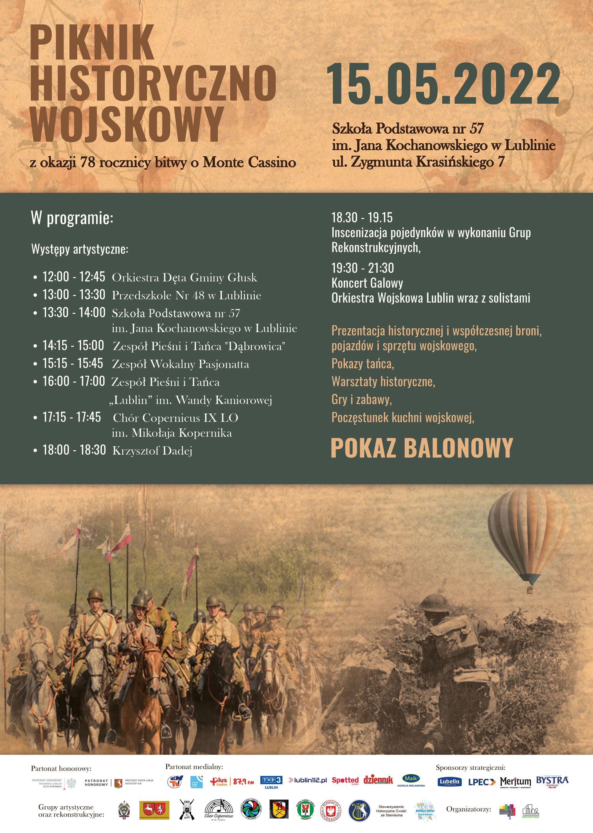 W Lublinie odbędzie się piknik historyczno-wojskowy. W programie występy artystyczne, inscenizacje i pokaz balonowy