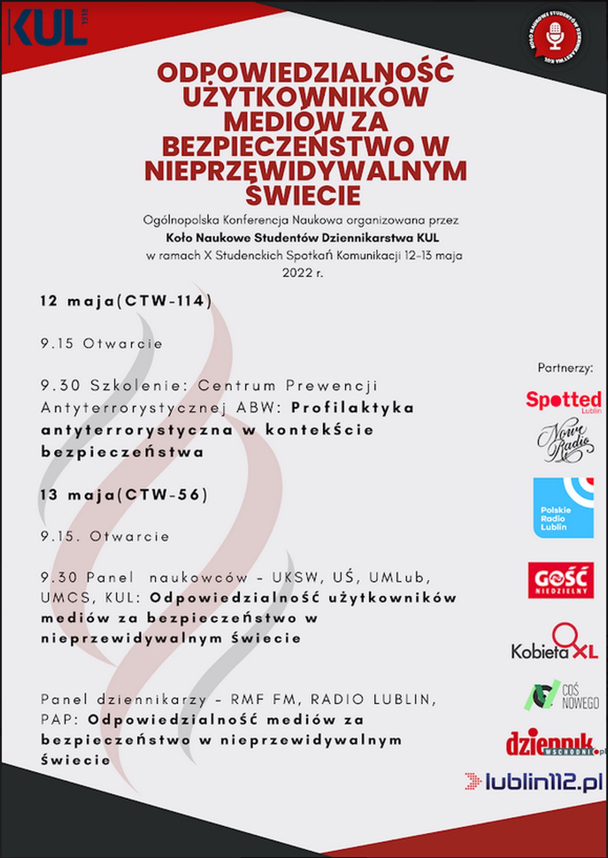 Studenckie Spotkania Komunikacji KUL: Będzie o odpowiedzialności prawnej Youtuberów oraz szkolenie antyterrorystyczne