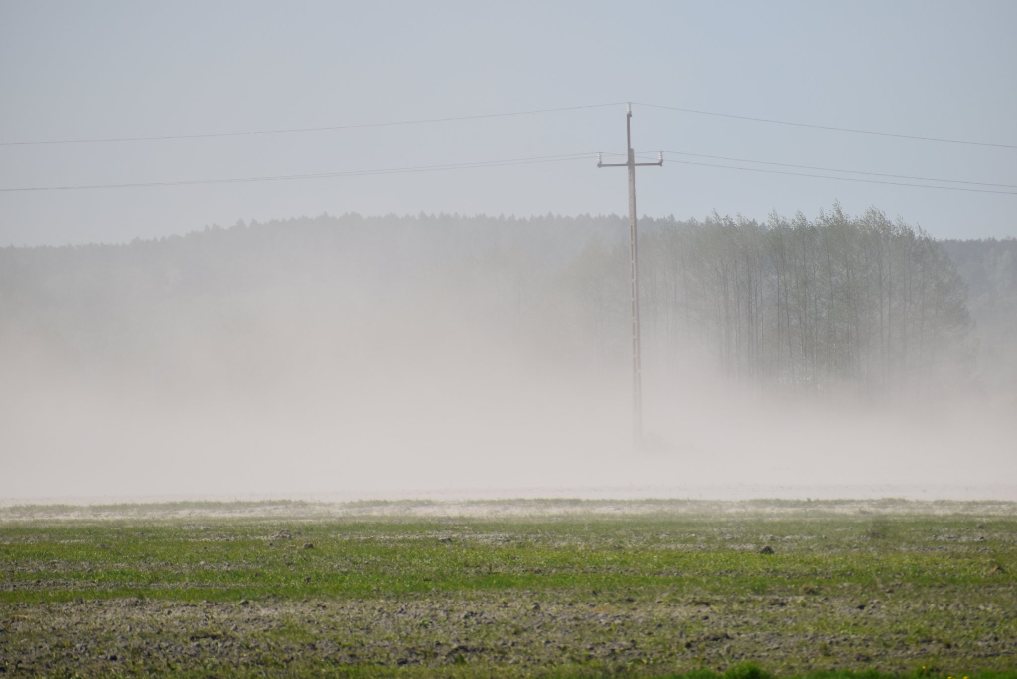 Wysuszona gleba i silny wiatr powodują w regionie zamiecie pyłowe (zdjęcia)