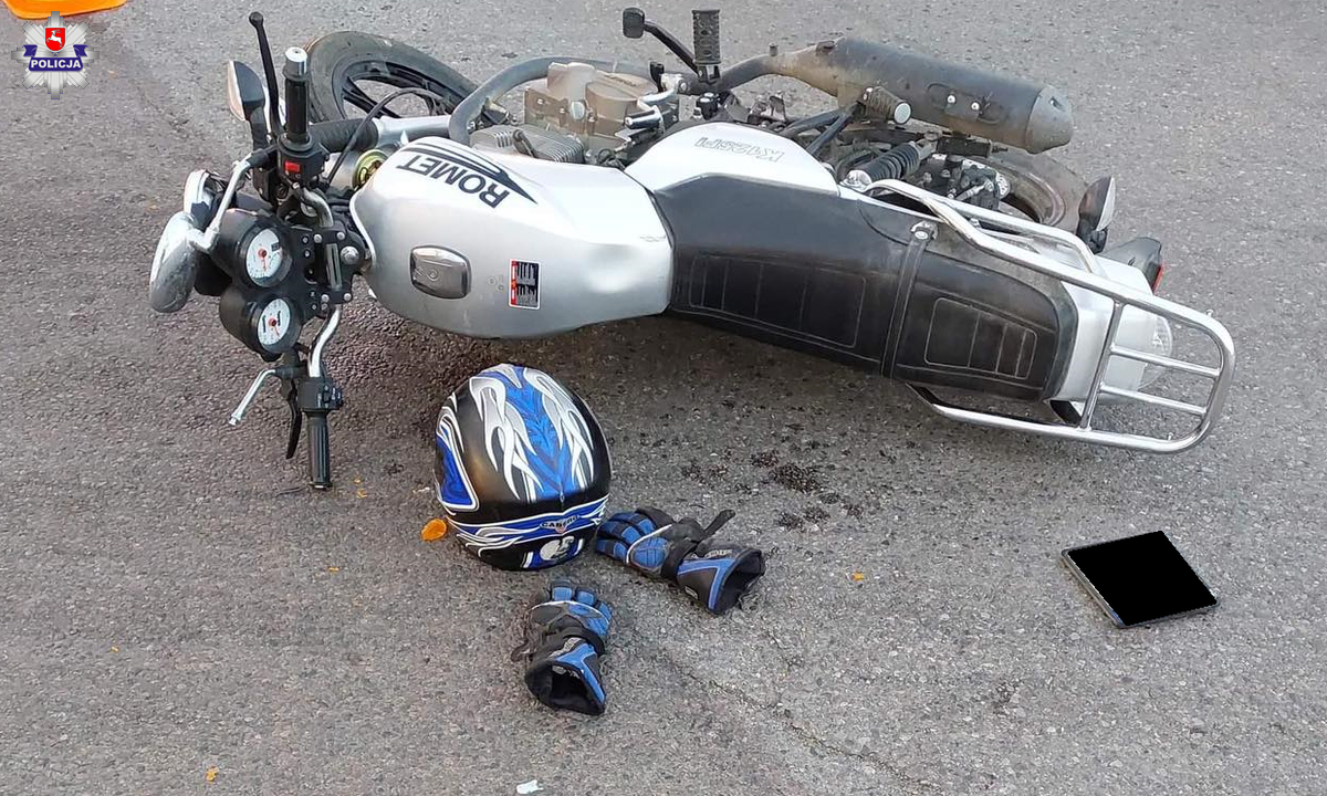 Kierowca BMW nie ustąpił pierwszeństwa, motocyklista uderzył w bok auta (zdjęcia)