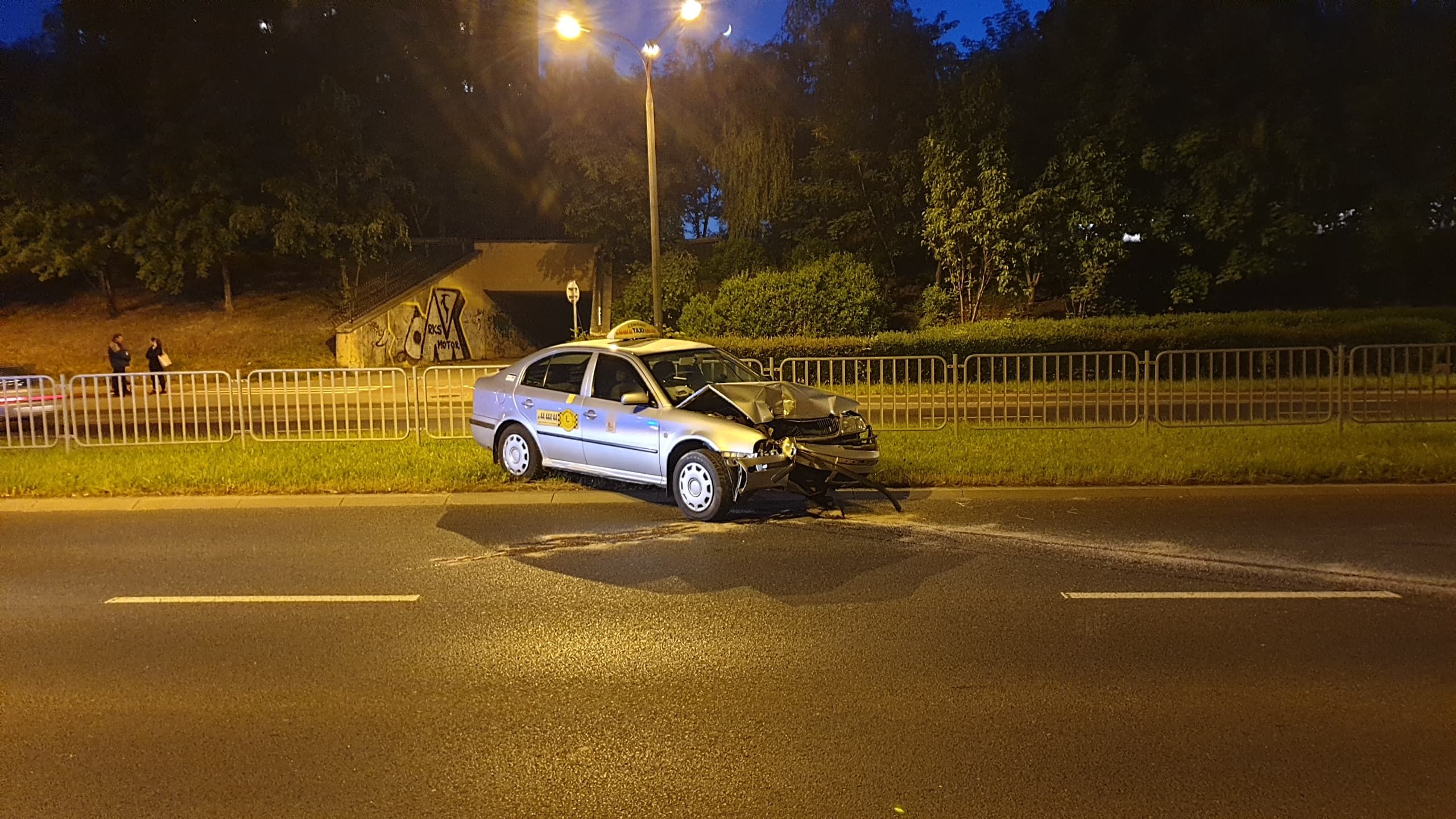 Kierowca zasłabł w trakcie jazdy. Skoda uderzyła w słup latarni (zdjęcia)