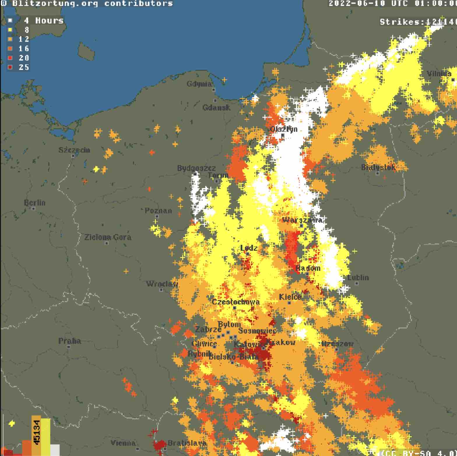Gwałtowne burze znów pojawią się na obszarze woj. lubelskiego. Prawdopodobne zalania, gradobicia i liczne wyładowania atmosferyczne