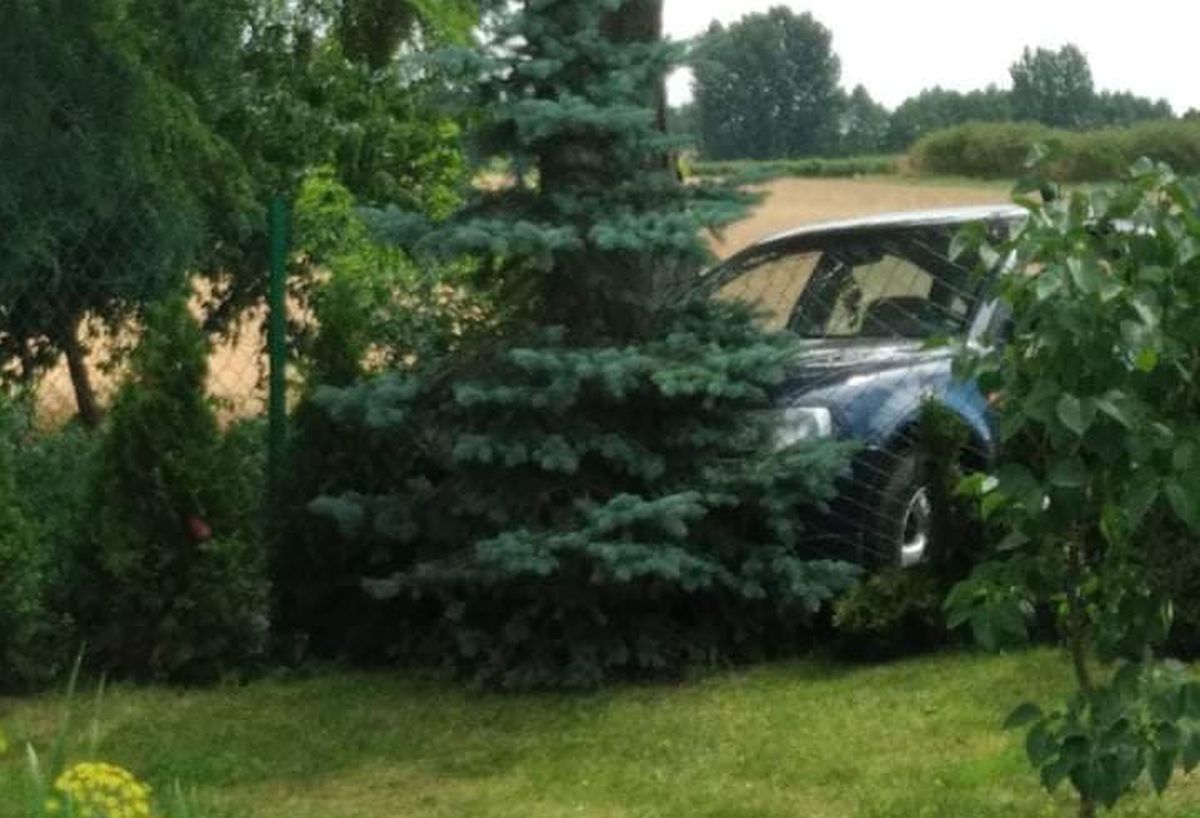 Volkswagen zaparkował w ogrodzeniu jego posesji. Widząc stan kierowcy, od razu zadzwonił po policję (zdjęcia)