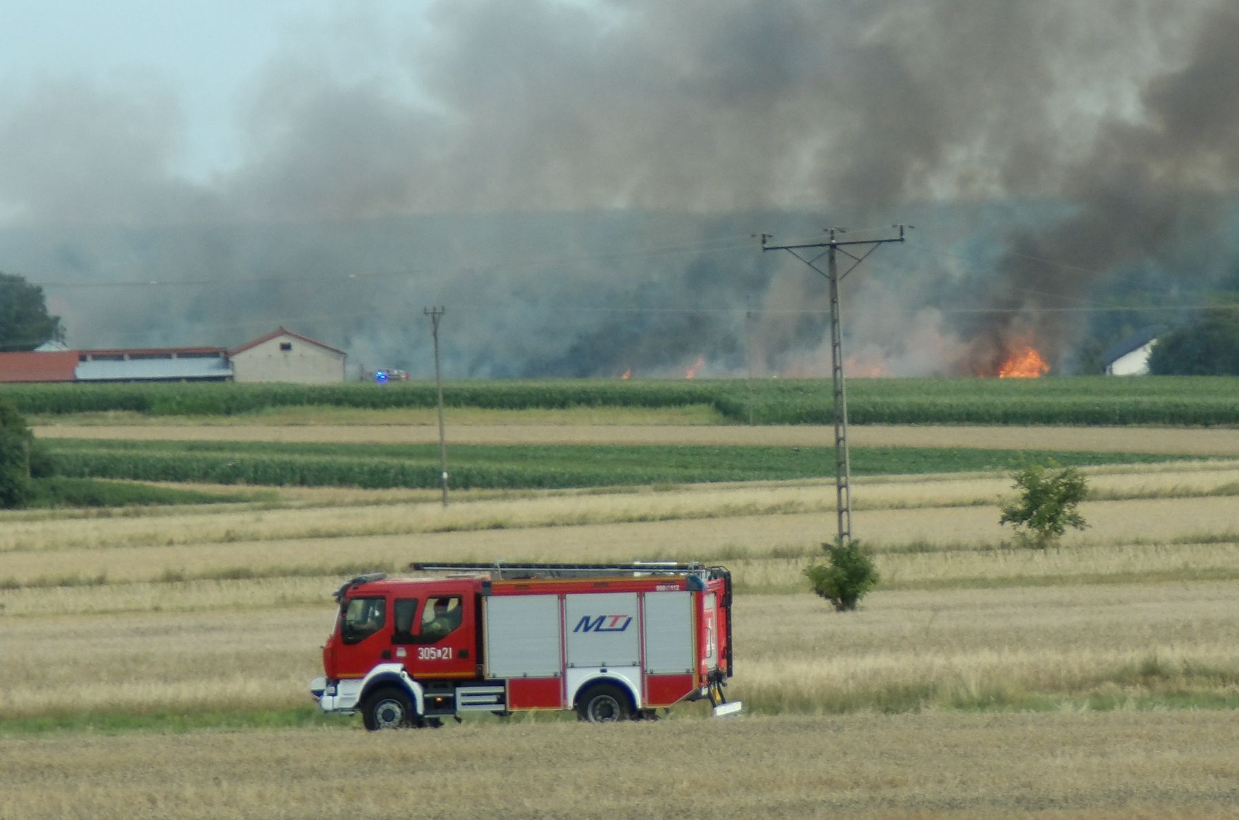 Niebawem mieli zbierać plony, pojawił się ogień. Płoną też maszyny rolnicze (zdjęcia)