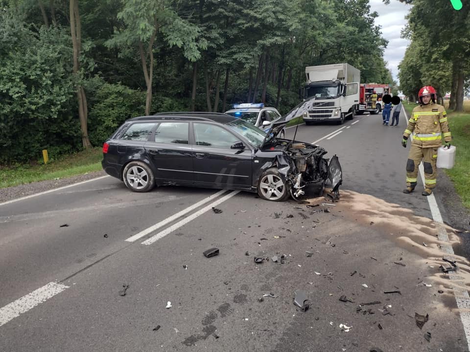 Po wypadku zablokowana trasa Łuków – Radzyń Podlaski. Na miejscu pracują służby ratunkowe (zdjęcia)