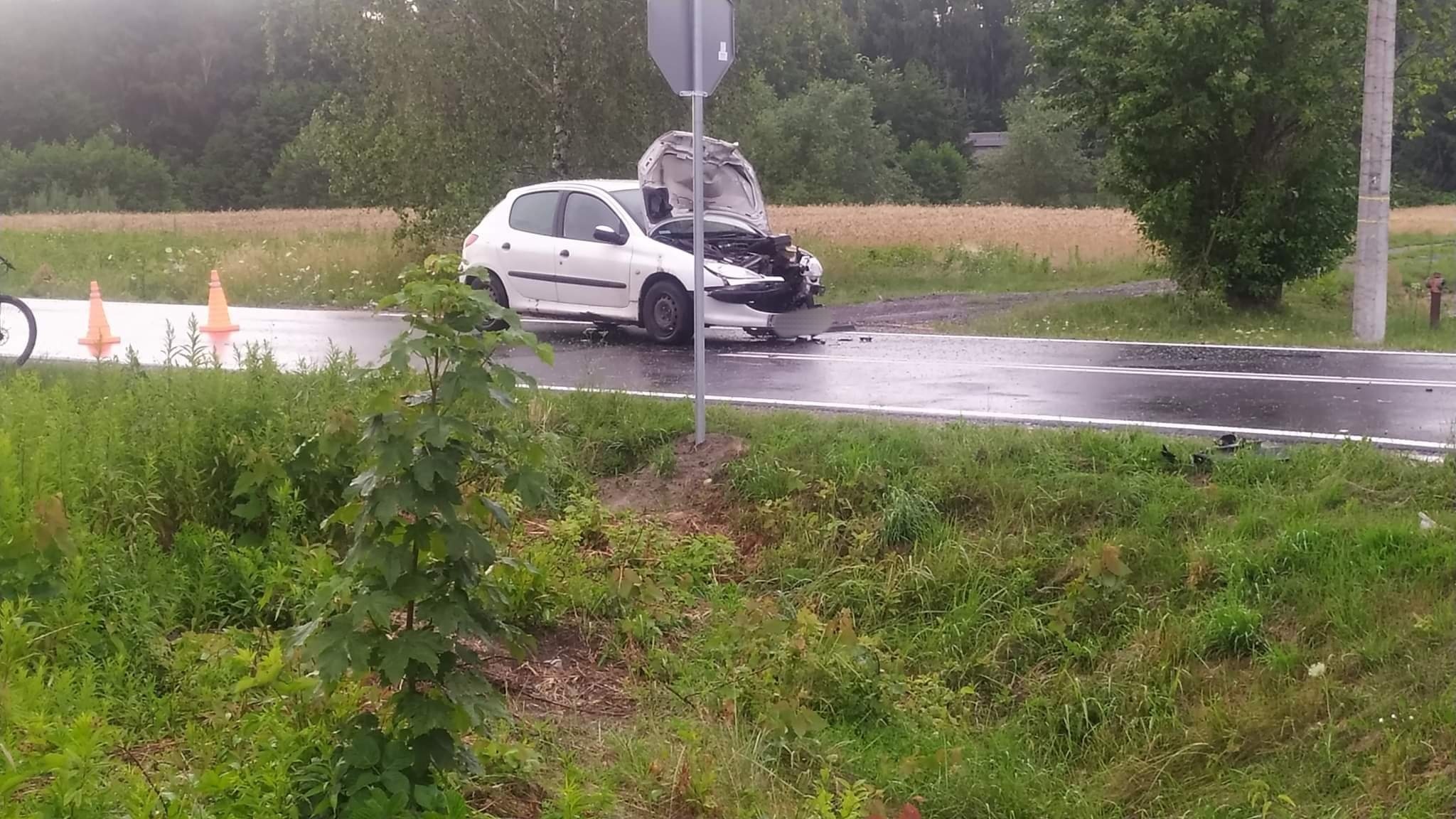Zderzenie trzech aut koło Kazimierza Dolnego. Dwie osoby poszkodowane (zdjęcia)
