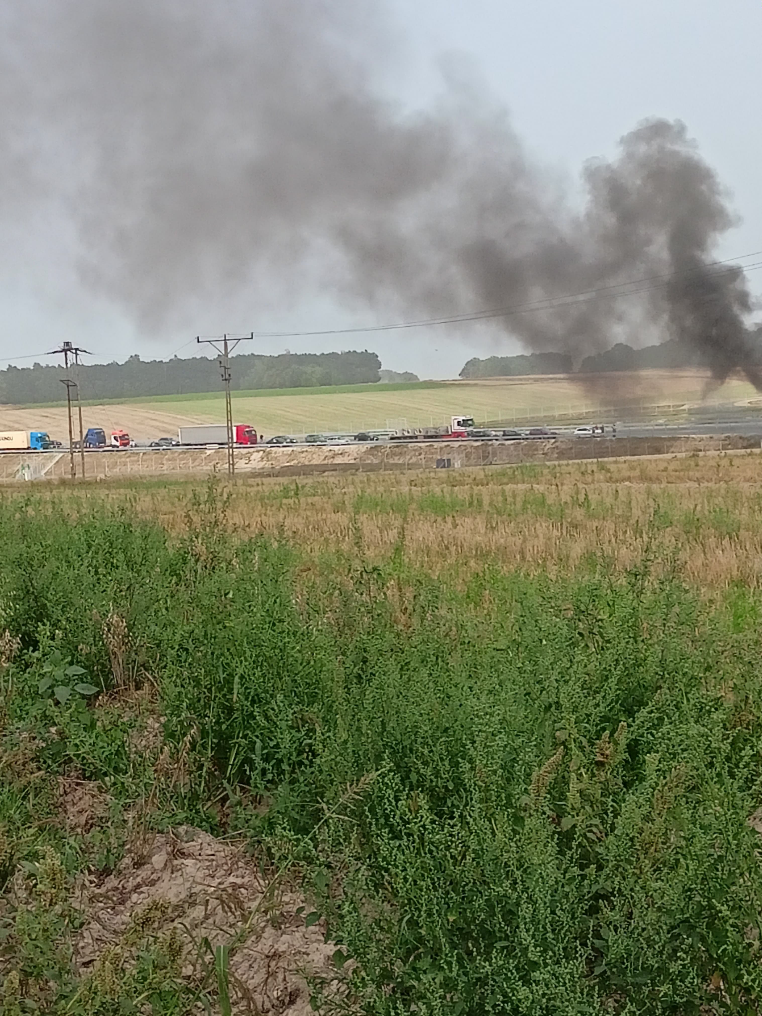Pożar samochodu na drodze S19. Utrudnienia w ruchu na trasie w kierunku Kraśnika (wideo, zdjęcia)