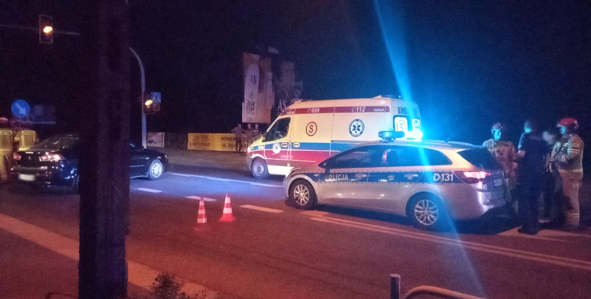 Wypadek na trasie Lubartów – Lublin. Duże utrudnienia w ruchu na krajowej 19 po zderzeniu motocykla z pojazdem osobowym (zdjęcia)