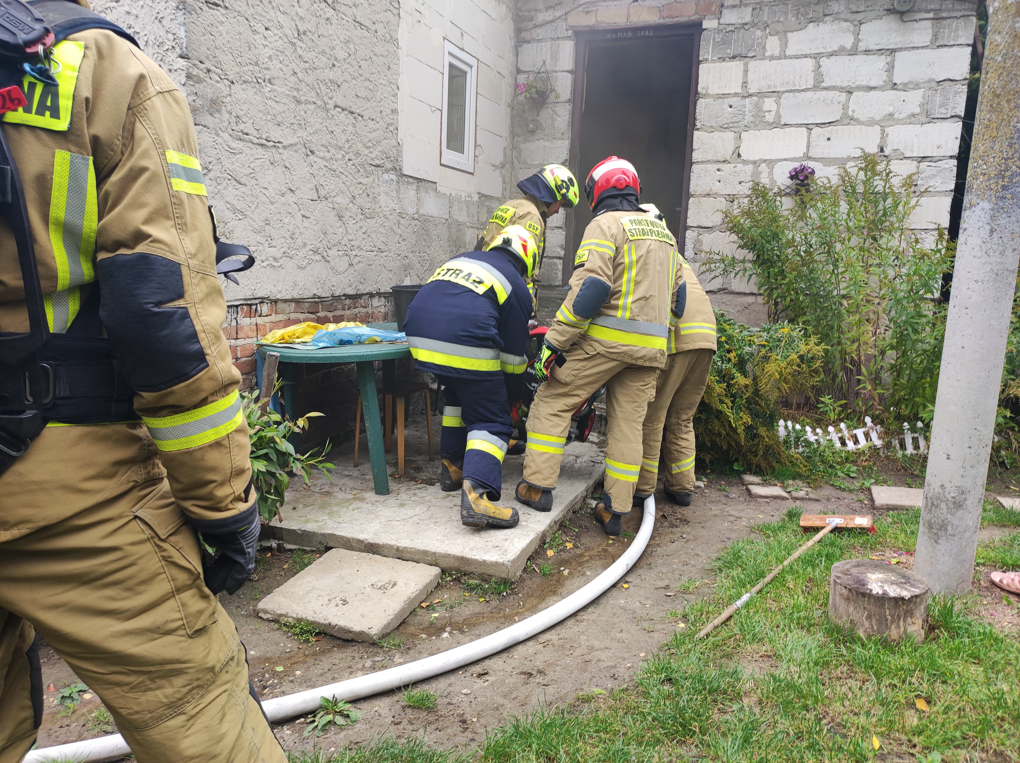 Pożar domu koło Lublina, strażacy prowadzili reanimację kota. Zwierzęcia nie udało się uratować (zdjęcia)