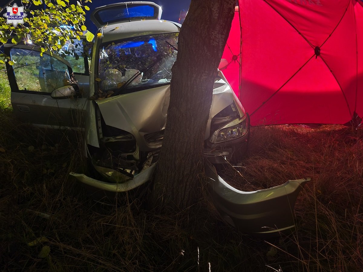 Opel uderzył w drzewo, mieszkaniec Lublina zmarł na miejscu wypadku (wideo, zdjęcia)