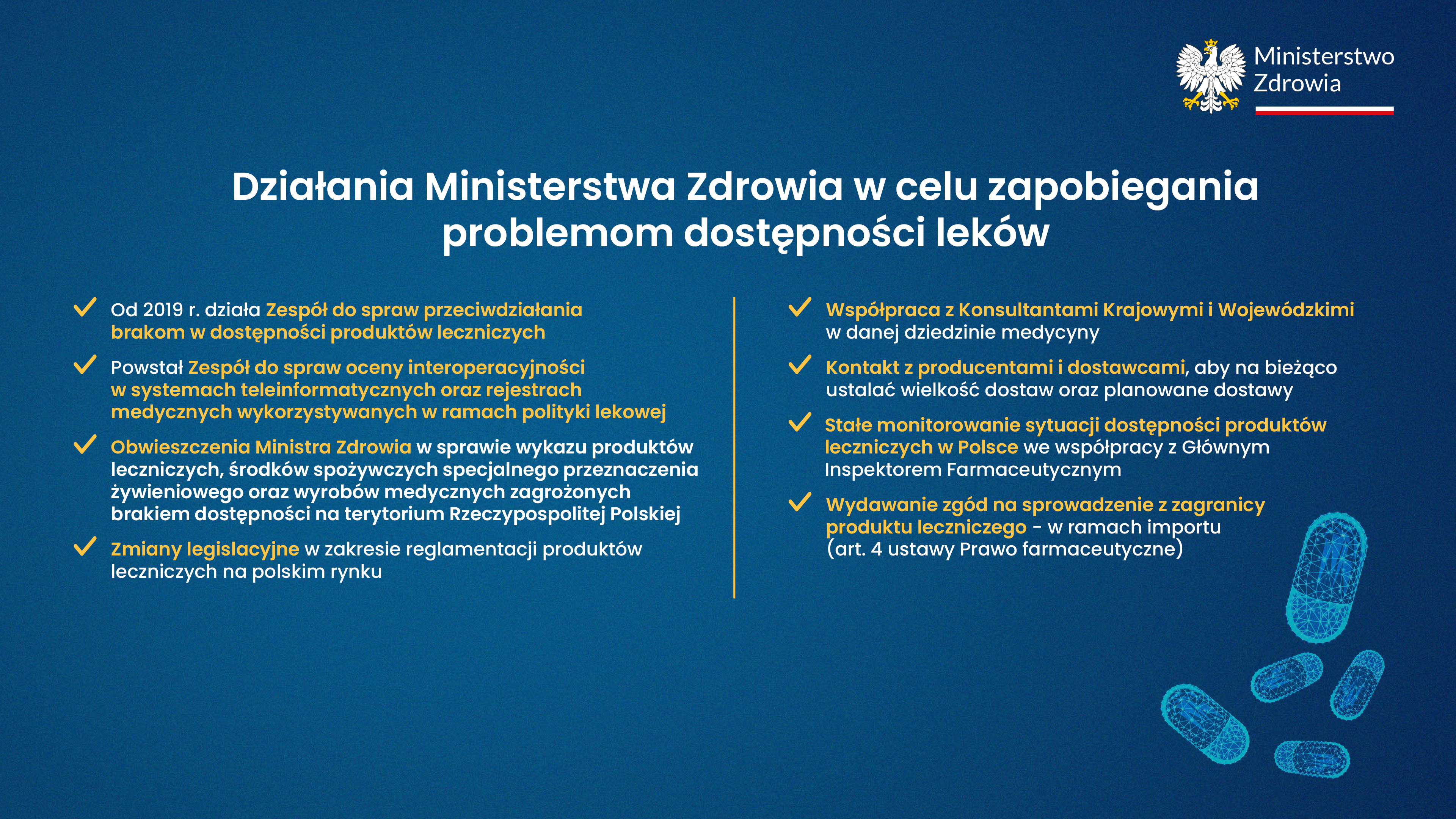 Problemy z dostępnością leków w kraju. Ministerstwo Zdrowia: „W Polsce nie ma ryzyka systemowego braku leków”