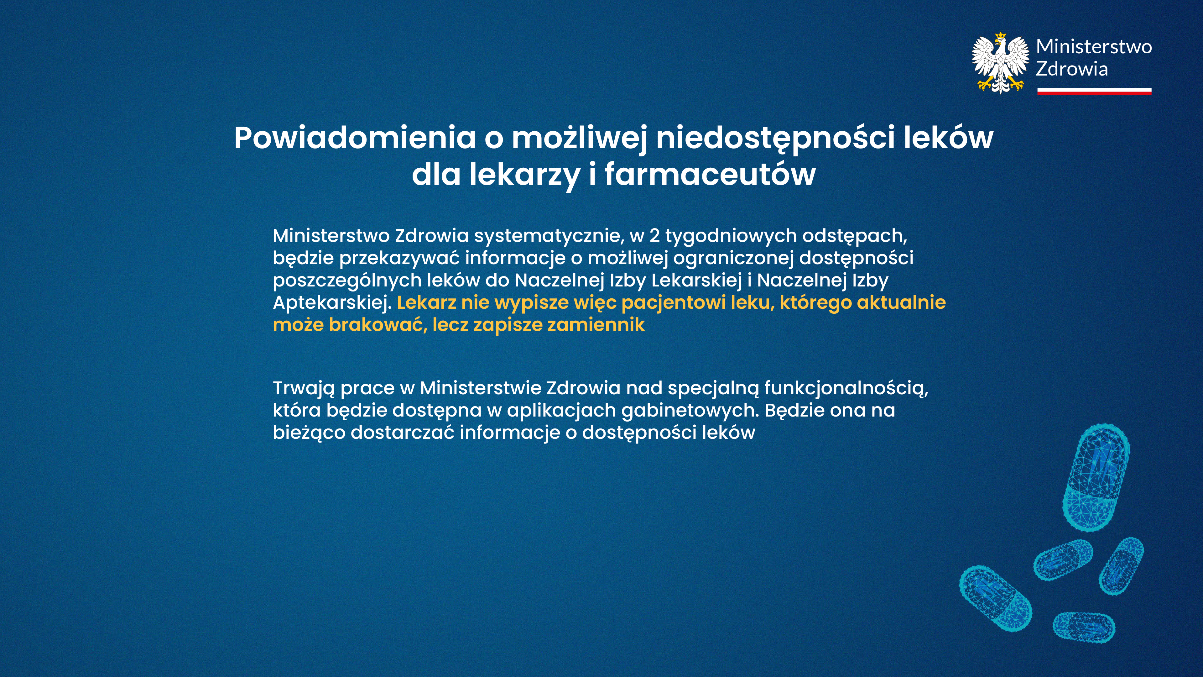 Problemy z dostępnością leków w kraju. Ministerstwo Zdrowia: „W Polsce nie ma ryzyka systemowego braku leków”