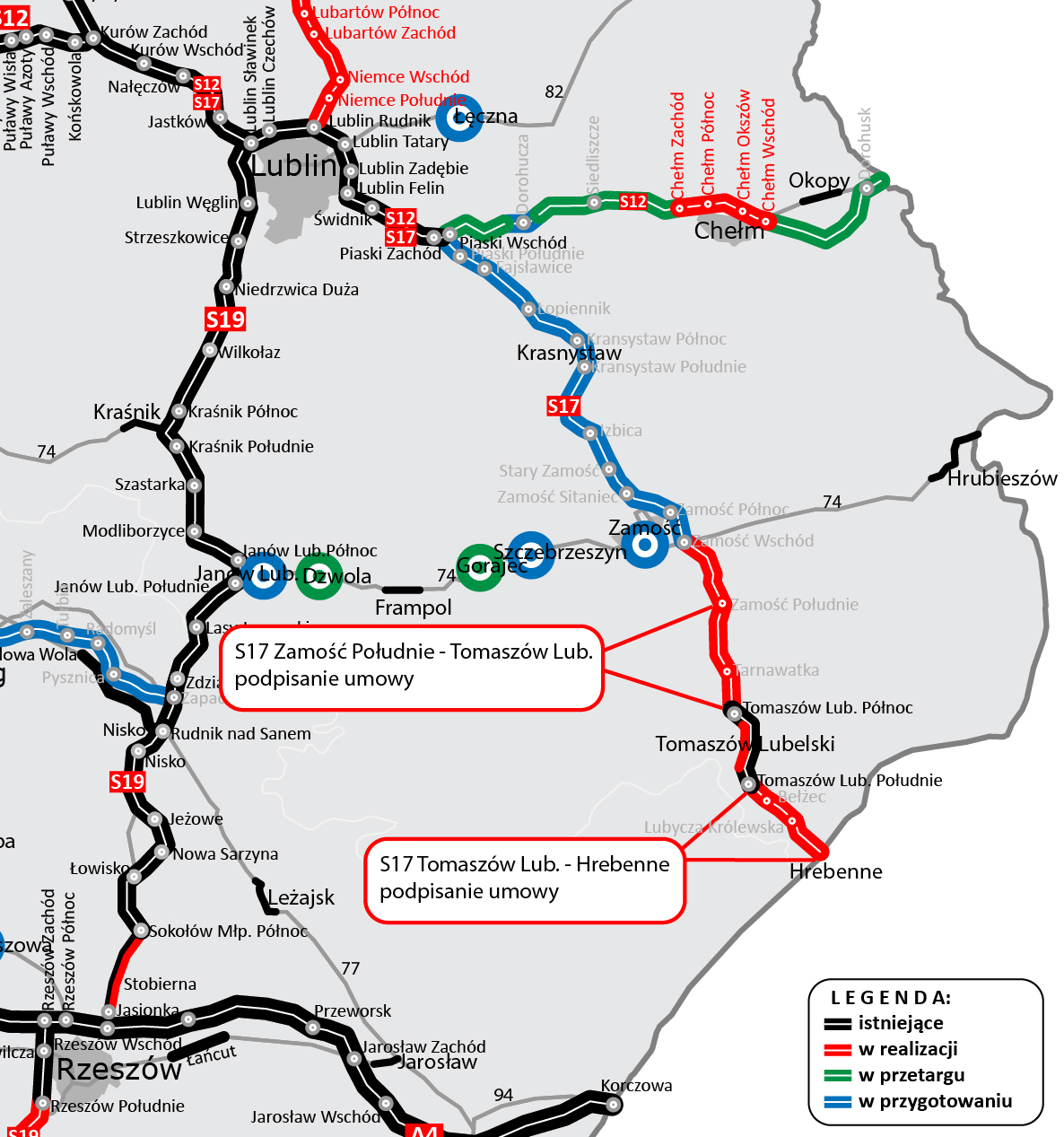 Umowy na budowę kolejnych odcinków drogi ekspresowej S17 podpisane. To 35 km trasy (zdjęcia)