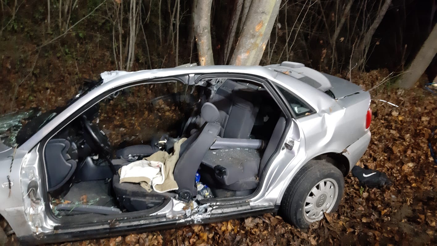 Audi uderzyło w drzewo. Nie żyje 13-latka, 18-latek z poważnymi obrażeniami (zdjęcia)