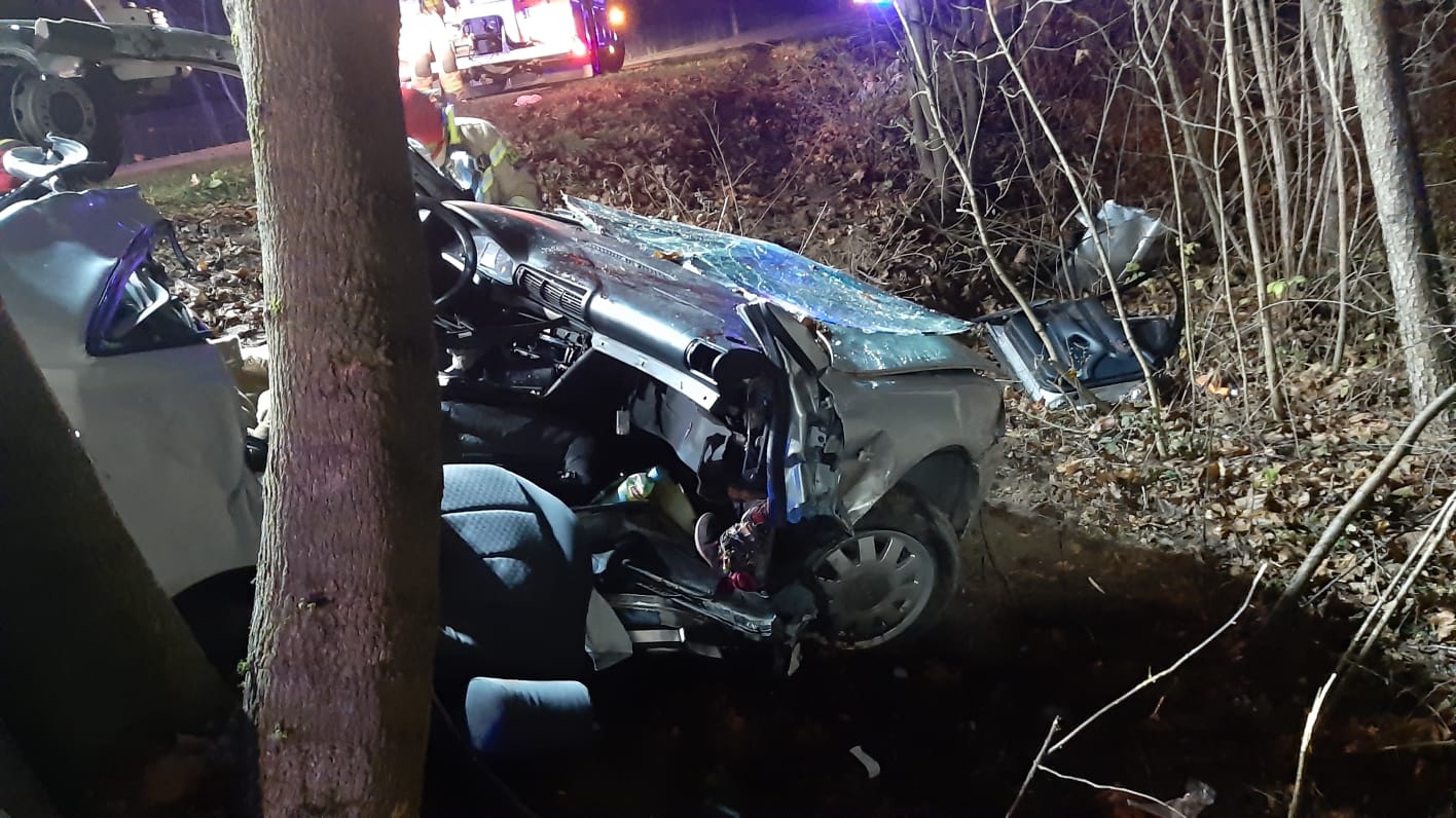 Audi uderzyło w drzewo. Nie żyje 13-latka, 18-latek z poważnymi obrażeniami (zdjęcia)