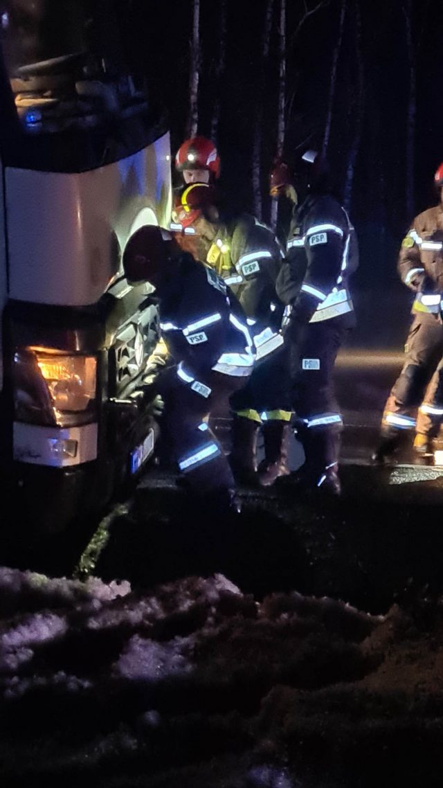 Strażacy pomogli kierowcy serbskiej ciężarówki (zdjęcia)