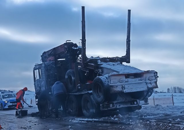 Pożar ciężarówki na drodze krajowej nr 17. Zablokowana trasa Krasnystaw – Zamość (zdjęcia)