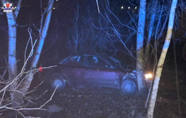 Policyjny pościg za 20-latkiem w audi. Uderzył w radiowóz, ogrodzenie posesji i drzewo (zdjęcia)