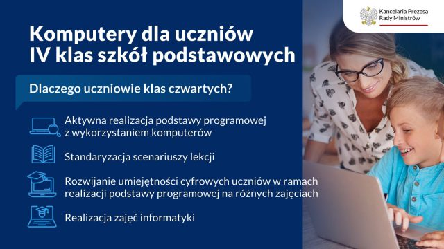 Wszyscy uczniowie IV klasy otrzymają w tym roku nieodpłatnie laptopy