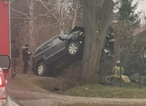 Na trasie Lublin – Łęczna pojazd osobowy uderzył w drzewo (zdjęcia)