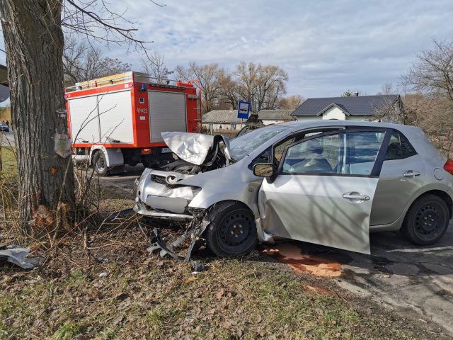 Toyota uderzyła w drzewo, kierowca zmarł w szpitalu (zdjęcia)