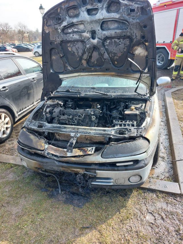 Zwarcie w komorze silnika przyczyną pożaru renaulta (zdjęcia)