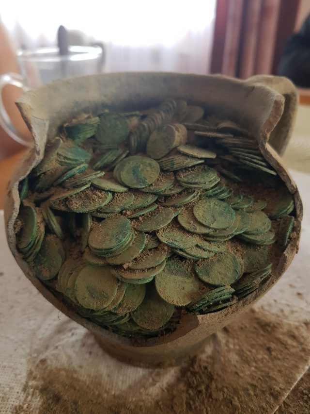 Znalazł bardzo stary dzbanek, a w nim około 1000 monet sprzed wieków (zdjęcia)