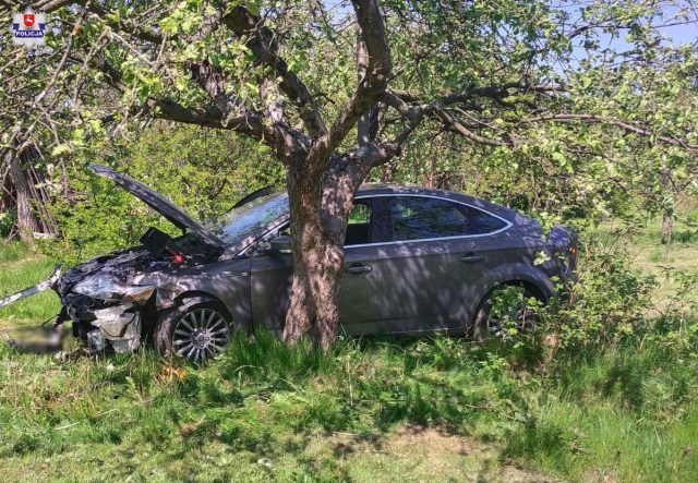 Ford uderzył w ogrodzenie i drzewo. Mimo reanimacji, kierowcy nie udało się uratować (zdjęcia)