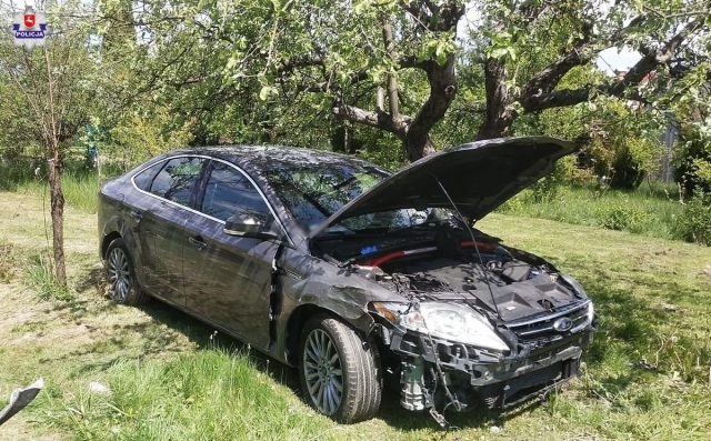 Ford uderzył w ogrodzenie i drzewo. Mimo reanimacji, kierowcy nie udało się uratować (zdjęcia)