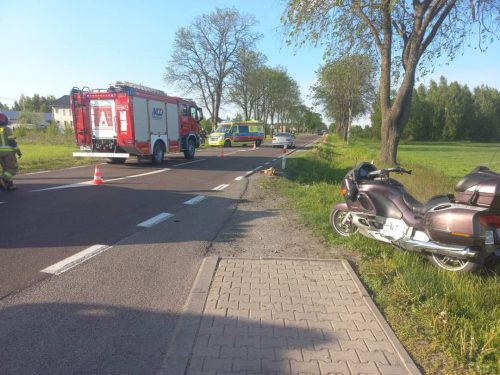 Zderzenie motocyklisty z sarną. Na miejscu pracują służby ratunkowe (zdjęcia)
