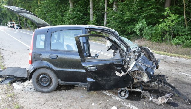 Fiat wypadł z drogi i uderzył w drzewo. Kierująca pojazdem trafiła do szpitala (zdjęcia)