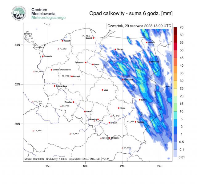 Burze wystąpią w sobotę na obszarze woj. lubelskiego. Grad do 3 cm, ulewy i wiatr do 80 km/h