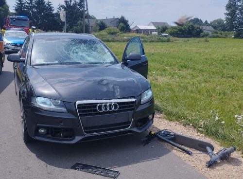 11-latek na hulajnodze elektrycznej zderzył się z audi. Interweniował śmigłowiec LPR (zdjęcia)