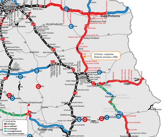 Jest wniosek o wydanie decyzji o zezwoleniu na realizację inwestycji drogowej dla odcinka drogi S19 Kock – Lubartów