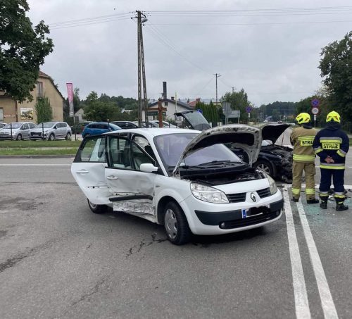 Jedna osoba poszkodowana w zderzeniu pojazdów na trasie Łęczna – Włodawa (zdjęcia)
