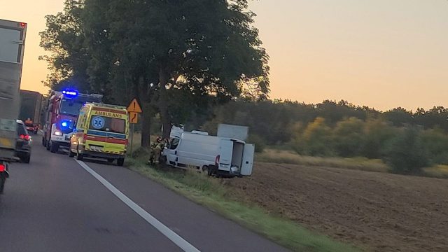 Dostawczy fiat wypadł z drogi i uderzył w drzewo. Kierowcy nic poważnego się nie stało (zdjęcia)