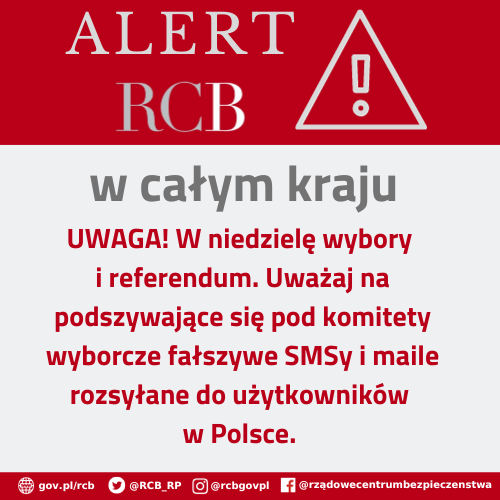 Alert RCB dla Polski. Chodzi o bezpieczeństwo wyborów