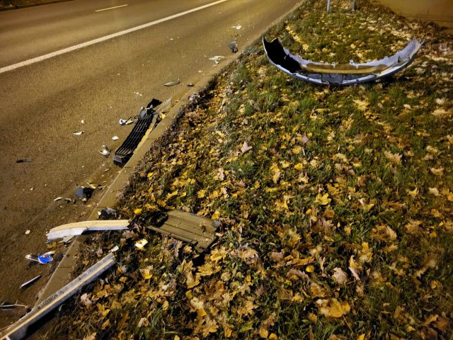 He was leaving the estate and collided with a public transport bus (photos)